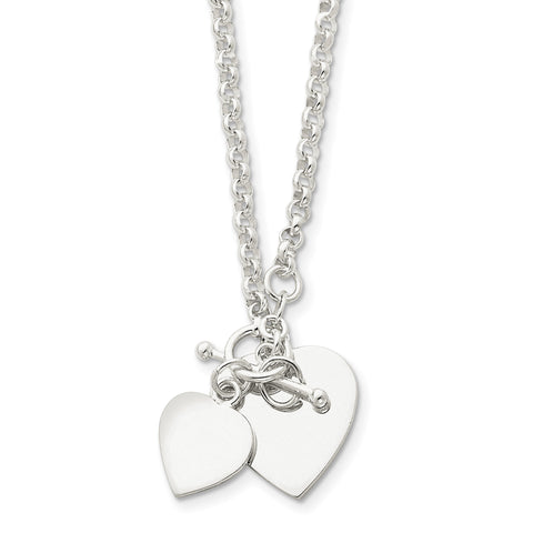 Sterling Silver Double Heart Toggle Necklace QG1441 - shirin-diamonds