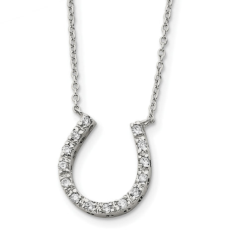 Sterling Silver CZ Horse Shoe Necklace QG2033 - shirin-diamonds