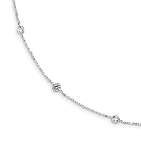 Sterling Silver CZ Extension Necklace QG2092 - shirin-diamonds