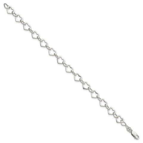 925 Sterling Silver Hearts Bracelet