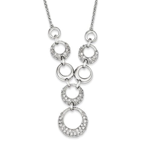 Sterling Silver CZ Circles Necklace QG2504 - shirin-diamonds