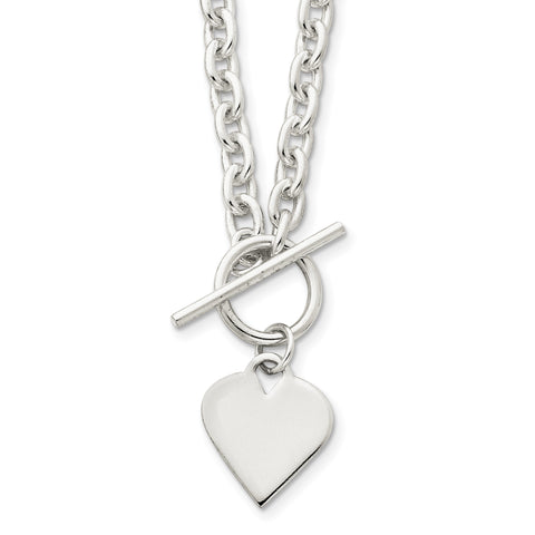 Sterling Silver Engraveable Heart Toggle Necklace QG2532 - shirin-diamonds