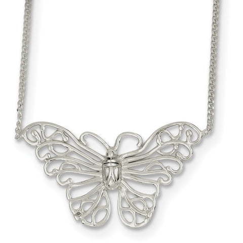 Sterling Silver Butterfly Necklace QG2586 - shirin-diamonds