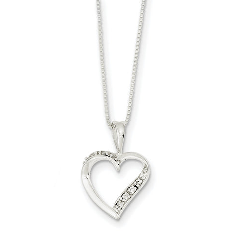 Sterling Silver CZ Heart Necklace QG2587 - shirin-diamonds