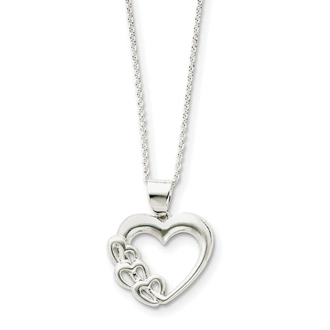 Sterling Silver Heart Necklace QG2589 - shirin-diamonds