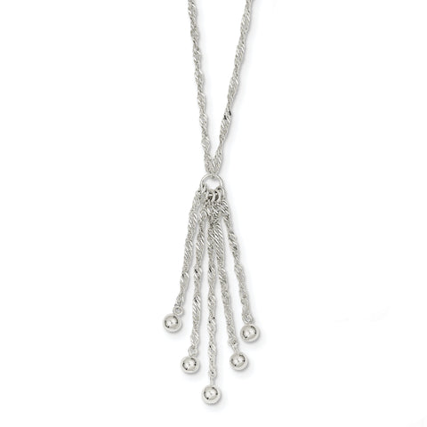 Sterling Silver Dangle Bead Necklace QG2596 - shirin-diamonds
