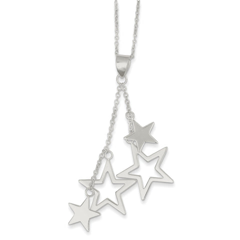 Sterling Silver Dangling Stars Necklace QG2611 - shirin-diamonds