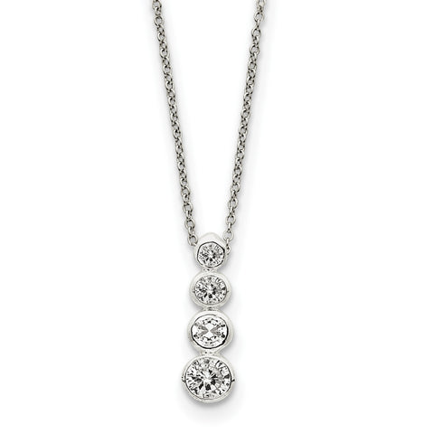 Sterling Silver CZ Journey Necklace QG2638 - shirin-diamonds