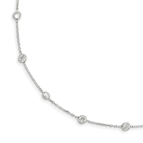 Sterling Silver Clear 4mm CZ Necklace QG2647 - shirin-diamonds