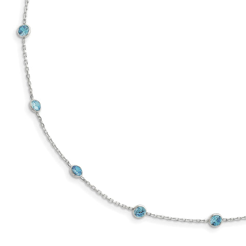 Sterling Silver Blue CZ Necklace QG2651 - shirin-diamonds