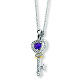 Sterling Silver & 14K Amethyst and Diamond Key Necklace QG2710 - shirin-diamonds