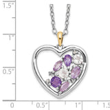 Sterling Silver & 14K Amethyst and Topaz and Diamond Necklace QG2712
