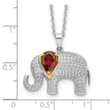 Sterling Silver & 14K Garnet and Diamond Elephant Necklace QG2713