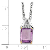 Sterling Silver & 14K Amethyst and Diamond Necklace QG2721