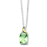 Sterling Silver & 14K Green Quartz & Diamond Necklace QG2730 - shirin-diamonds