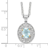 Sterling Silver & 14K Sky Blue Topaz & Diamond Necklace QG2735