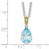Sterling Silver & 14K Sky Blue Topaz and Peridot Necklace QG2738