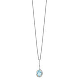 Sterling Silver & 14K Sky Blue Topaz Diamond Necklace QG2739