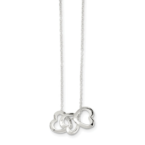 Sterling Silver Polished Fancy Heart Necklace QG2898 - shirin-diamonds