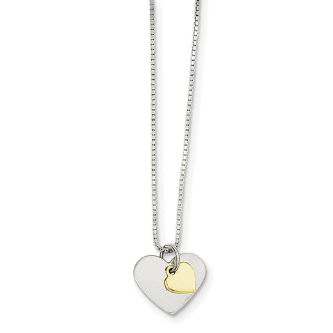 Sterling Silver & Vermeil Polished Fancy Heart Necklace QG2900 - shirin-diamonds