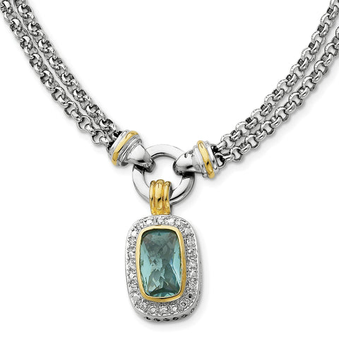 Sterling Silver Flash Gold-plated CZ Necklace QG2921 - shirin-diamonds