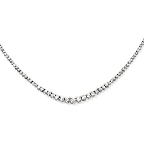 Sterling Silver Rhodium-plated 164 Stone CZ Necklace QG3129 - shirin-diamonds