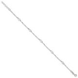 925 Sterling Silver 2mm Polished Swirl Disc Chain Anklet with 1in Extender Length