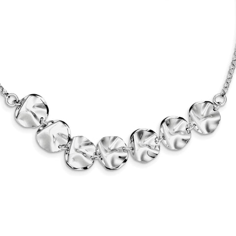 Sterling Silver Rhodium Plated Fancy w/ 2in ext. Necklace QG3424 - shirin-diamonds