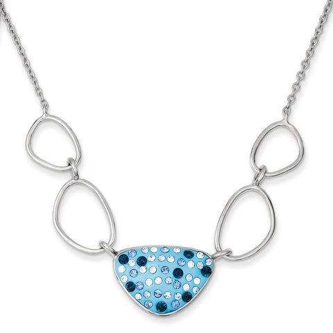 Sterling Silver Blue Preciosa Crystal Triangle Necklace QG3452 - shirin-diamonds