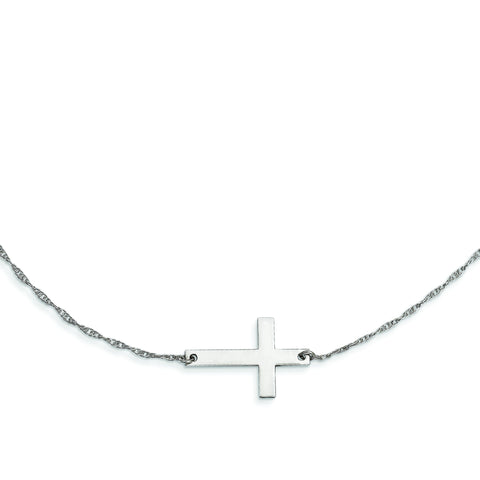 Sterling Silver Large Sideways Cross Necklace QG3468 - shirin-diamonds
