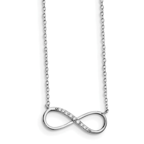 Sterling Silver Rhodium-plated with CZ Infinity w/ 2 IN EXT Necklace QG3475 - shirin-diamonds