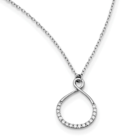 Sterling Silver Rhodium-plated with CZ Infinity w/ 2 IN EXT Necklace QG3477 - shirin-diamonds