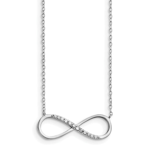Sterling Silver Rhodium-plated with CZ Infinity w/ 2 IN EXT Necklace QG3478 - shirin-diamonds