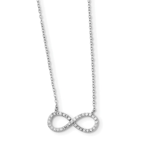 Sterling Silver Rhodium-plated with CZ Infinity w/ 2 IN EXT Necklace QG3479 - shirin-diamonds