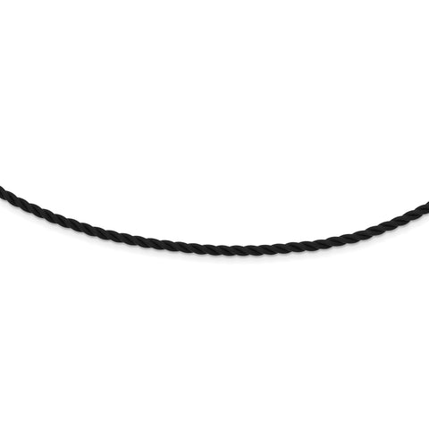 Sterling Silver 18 inch 3mm Black Twisted Rubber Necklace QG3560 - shirin-diamonds