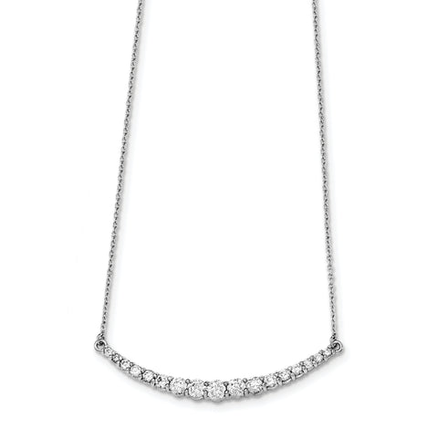 Sterling Silver Rhodium-plated CZ w/2in ext. Necklace QG3648 - shirin-diamonds