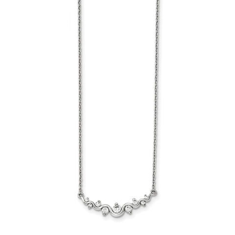 Sterling Silver Rhodium-plated Polished w/ CZ Necklace QG3654 - shirin-diamonds
