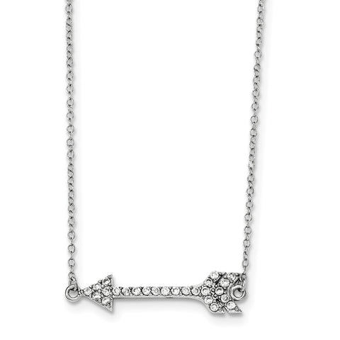 Sterling Silver Rhodium-plated CZ Arrow w/2in ext. Necklace QG3712 - shirin-diamonds