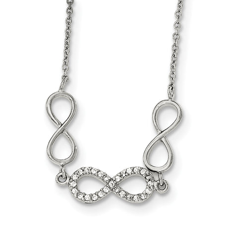 Sterling Silver Polished CZ Infinity Symbol Necklace QG3719 - shirin-diamonds