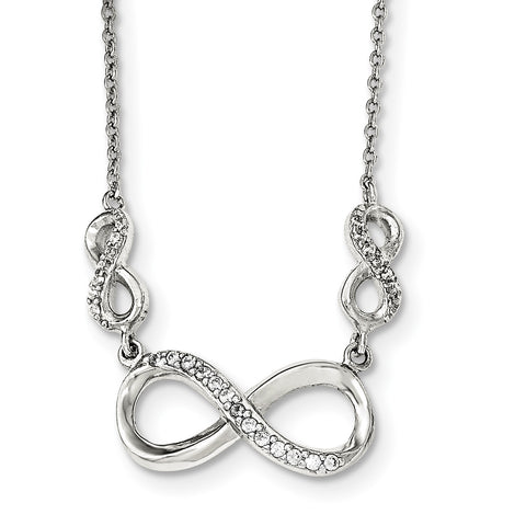 Sterling Silver Polished CZ Infinity Symbol Necklace QG3720 - shirin-diamonds
