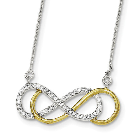 Sterling Silver Flash Gold-plated CZ Infinity Necklace QG3736 - shirin-diamonds