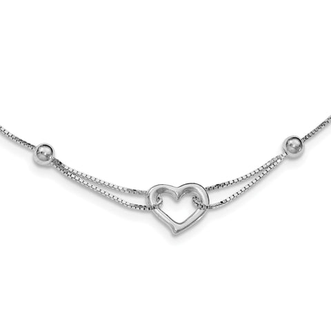 Sterling Silver Rhodium-plated Heart w/Box Chain Necklace QG3815 - shirin-diamonds