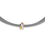 Sterling Silver Polished Rose & Gold-tone Mesh Necklace QG3845 - shirin-diamonds