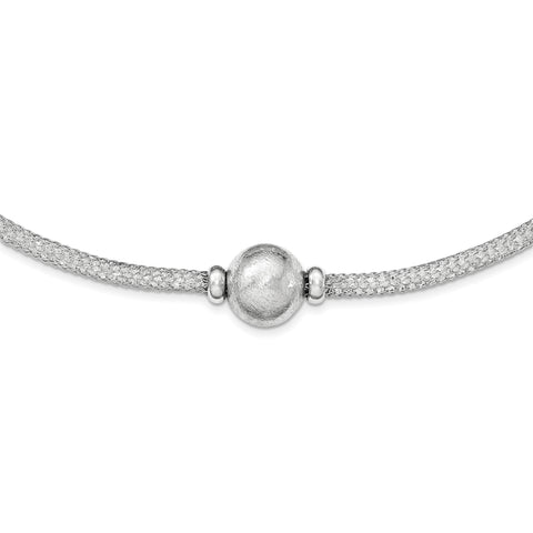 Sterling Silver Polished Crystal Necklace QG3851 - shirin-diamonds