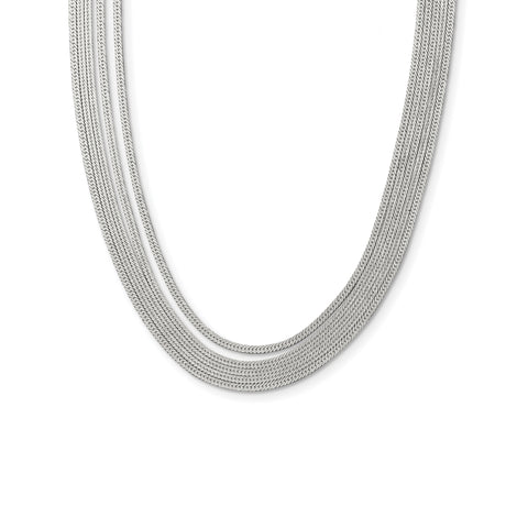 Sterling Silver 5-Strand Herringbone Chain w/2in ext Necklace QG3869 - shirin-diamonds