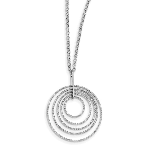 Sterling Silver Rhodium-plated D/C Circle 18 in With 2in Ext Necklace QG3895 - shirin-diamonds