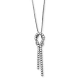 Sterling Silver Rhodium-plated Polished CZ Knotted Snake Chain Necklace QG3898 - shirin-diamonds