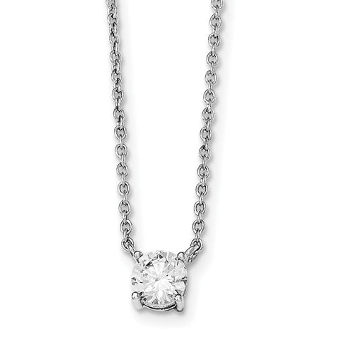 Sterling Silver Rhodium-plated & CZ w/1in ext. Necklace QG3990 - shirin-diamonds