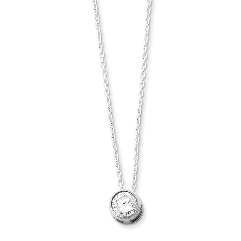 Sterling Silver CZ Pendant on 18 Chain Necklace QG39 - shirin-diamonds