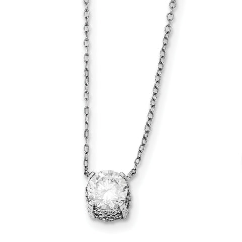 Sterling Silver Rhodium-plated CZ Necklace QG4001 - shirin-diamonds